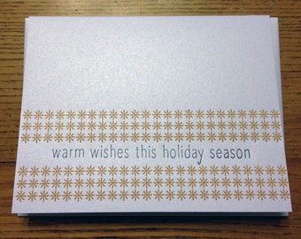 Warm Wishes this holiday season Letterpress Card  ~ Handmade ~ FREE shipping ~