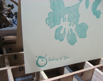 Thinking of You Letterpress card ~ Handmade ~ FREE shipping within the US ~