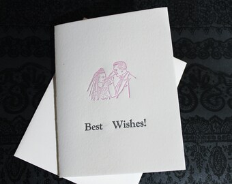 Best Wishes - Wedding Couple Letterpress Card ~ Handmade ~ FREE shipping within the US ~