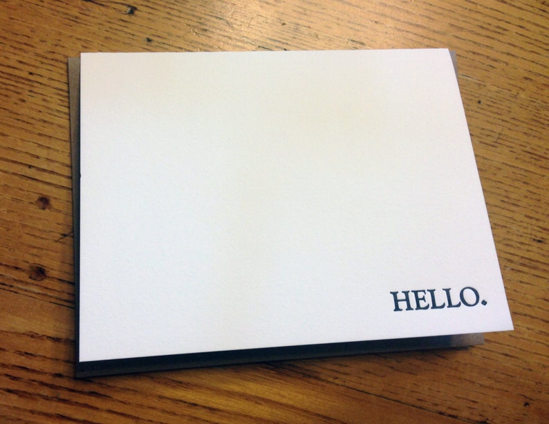 Hello Letterpress Card ~ Handmade ~ FREE Shipping ~ - Etsy