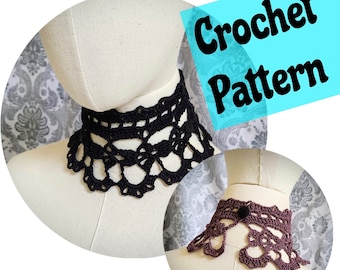 Victorian Gothic Crochet Pattern, Vintage Style Choker Pattern, Lace Choker Pattern, Steampunk Choker Pattern, Victorian Mourning Pattern