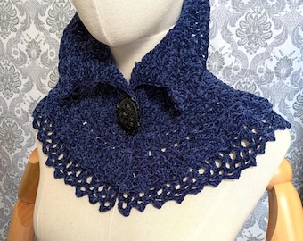 Victorian Velvet Crochet Choker, Victorian Collar, Steampunk Choker, Wedding Choker, Romantic, Vintage Style, Celtic, Boho, Blue Velvet