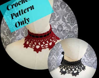 Victorian Gothic Crochet Pattern, Vintage Style Choker Pattern, Lace Choker Pattern, Steampunk Choker Pattern, Victorian Mourning Pattern