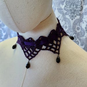 Lace Crochet Beaded Choker,  Victorian Necklace, Wedding Choker,  Steampunk Choker,  Victorian Collar, Faerie, Bridal Necklace, Lace Choker