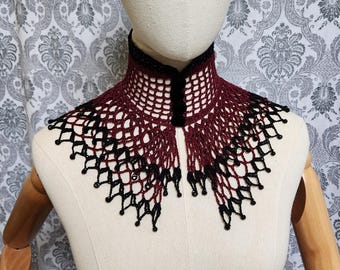 Gothic Victorian Choker, Steampunk Choker, Gothic Bride, Victorian Noir, Vampire, Beaded Lace Crochet Choker, Wedding Choker, Vintage Style