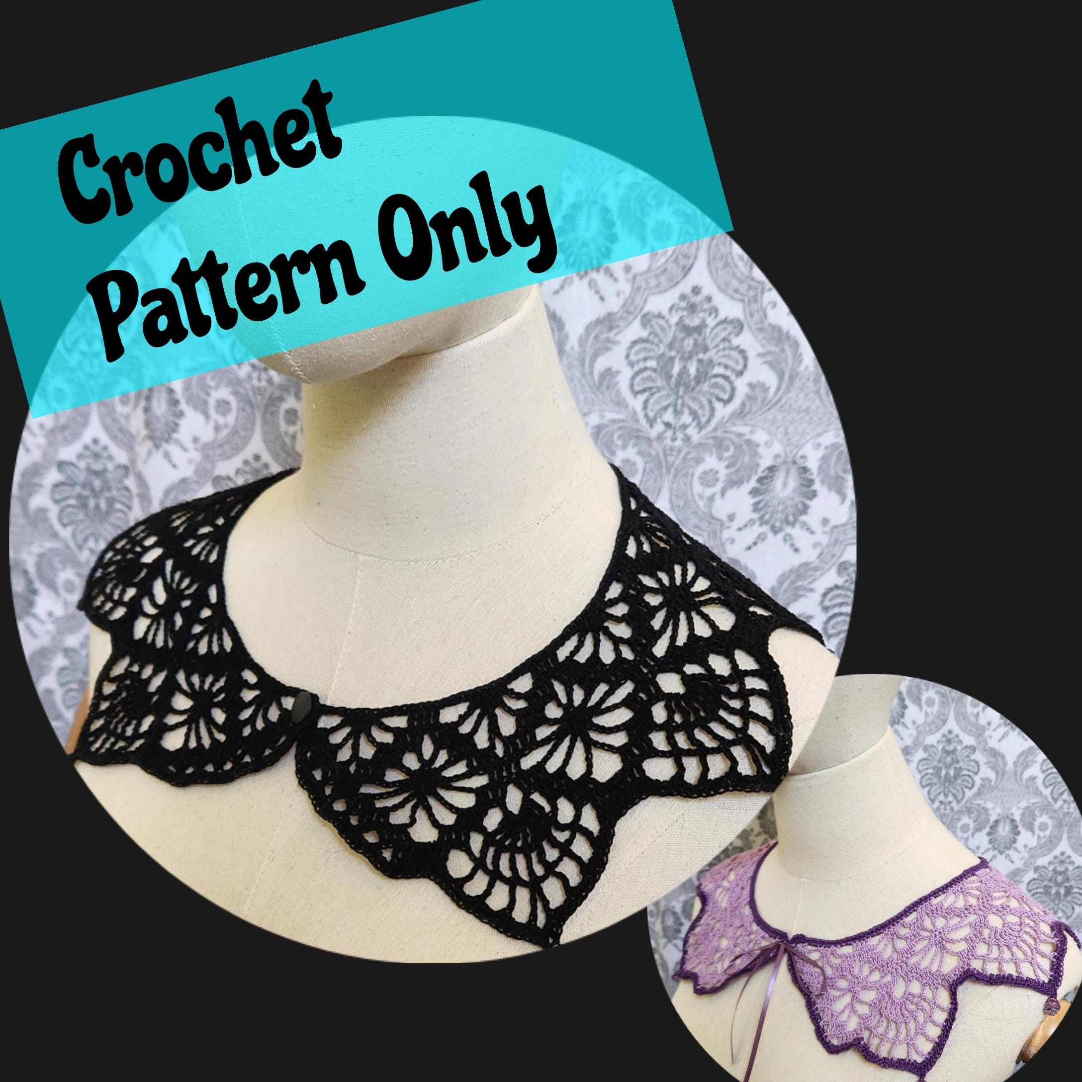CROCHET PATTERN Gothic Collar, Victorian Gothic Crochet Pattern, Beaded Collar Pattern, Steampunk Vintage Collar Pattern, Spiderweb Pattern