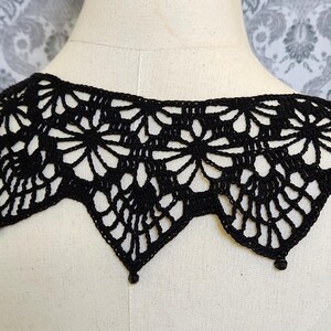 Spiderweb Collar, Gothic Crochet Collar, Peter Pan Collar, Steampunk Gothic Collar, Vintage Style Collar, Black Lace Wedding, Classic Goth image 5