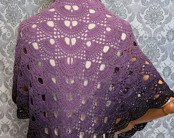 Purple Wedding Shawl, Steampunk capelet, Gothic Shawl, Celtic Cape, Lace Crochet Shawl, Civil War, Gothic Victorian, summer Shawl