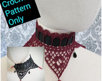 CROCHET PATTERN Victorian Gothic Choker, Beaded Choker Pattern, Lace Choker Pattern, Goth Choker Pattern, Wedding Choker, Vintage Style
