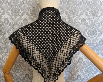 Lace Crochet Victorian Collar, Steampunk Scarf, Edwardian Collar, Lace Neck Scarf, Civil War Collar, Lace Headscarf, Head Covering