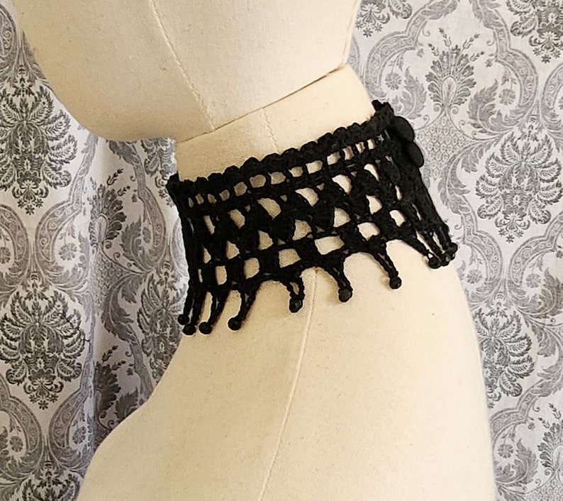 GOTHIC CROCHET PATTERN, Beaded Choker Pattern, Lace Choker Pattern, Goth Choker Pattern, Wedding Choker, Victorian Steampunk Crochet Pattern image 6