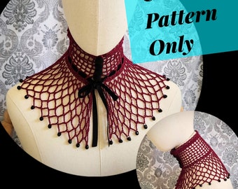 PATRÓN DE GANCHILLO Gargantilla gótica, Patrón de crochet filete victoriano, Patrón de gargantilla con cuentas, Patrón de gargantilla steampunk, Patrón de gargantilla de boda