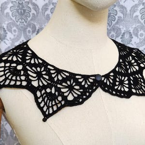 Spiderweb Collar, Gothic Crochet Collar, Peter Pan Collar, Steampunk Gothic Collar, Vintage Style Collar, Black Lace Wedding, Classic Goth image 3