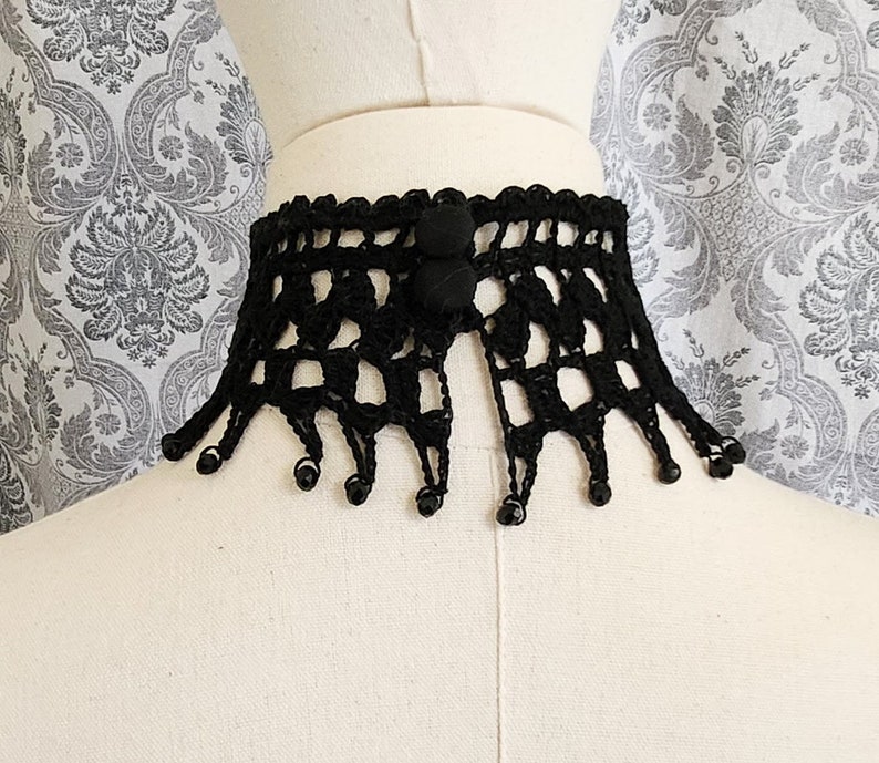 GOTHIC CROCHET PATTERN, Beaded Choker Pattern, Lace Choker Pattern, Goth Choker Pattern, Wedding Choker, Victorian Steampunk Crochet Pattern image 3