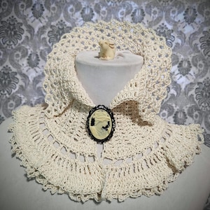 Victorian Lace Crochet Choker, Victorian Collar, Steampunk Choker, Wedding Choker, Romantic Style, Vintage Style Collar, Celtic, Boho, Cameo