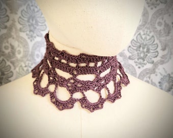 Gothic Lace Choker, Victorian Collar, Steampunk Choker, Gothic Victorian Choker, Vintage Goth Jewelry, Crochet Lace, Wedding Choker