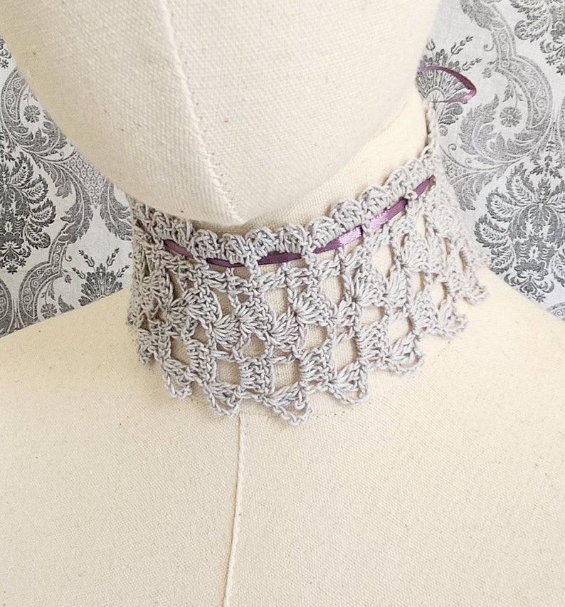 GOTHIC CROCHET PATTERN, Beaded Choker Pattern, Lace Choker Pattern, Goth Choker Pattern, Wedding Choker, Victorian Steampunk Crochet Pattern image 4