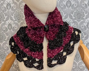 Victorian Velvet Crochet Choker, Victorian Collar, Steampunk Choker, Wedding Choker, Romantic, Vintage Style, Celtic, Boho, Two tone