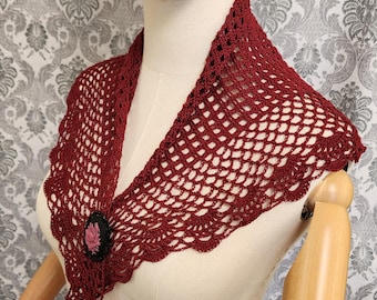 Gothic Victorian Collar, Steampunk Accessories, Edwardian Collar, Crochet Lace Scarf, Civil War Collar,  Romantic Goth, Victorian scarf