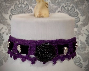 Skull Choker, Victorian Steampunk Choker, Gothic Choker, Victorian Noir Necklace, Pirate Choker, Vampire Choker,  Halloween Necklace, Skull