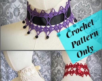 Victorian Gothic Crochet Pattern, Beaded Choker Pattern, Lace Choker Pattern,Goth Choker Pattern, Wedding Choker, Victorian Mourning Pattern
