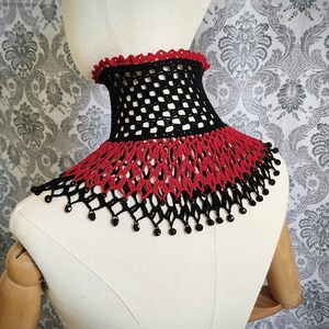 Gothic Crochet High Neck Choker, Beaded Choker, Victorian Mourning ...