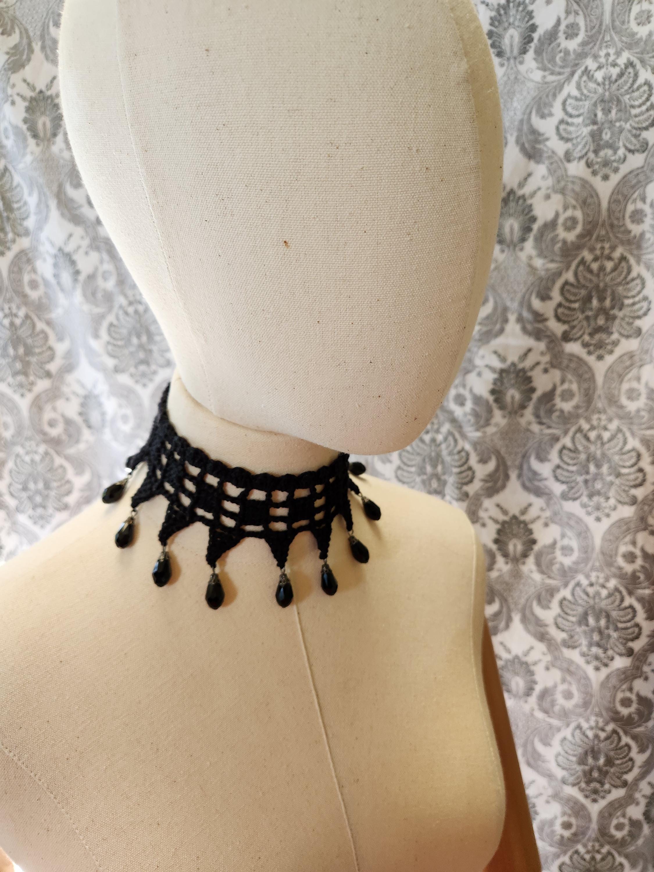 Black Lace Crochet Choker, Victorian Collar, Steampunk Choker, Gothic ...