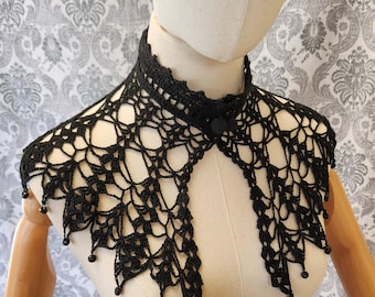 Lace Crochet Choker,Victorian Collar, Steampunk Choker, Gothic Victorian, Victorian Noir, Vampire, Wedding Choker, Vintage Collar, Gothic