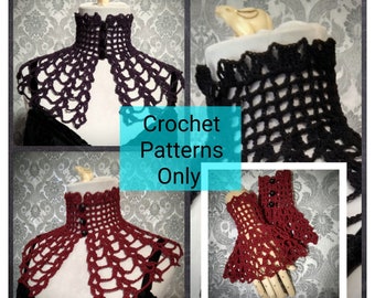 CROCHET PATTERN SET Victorian Choker Wristcuffs, Crochet Choker Pattern, Crochet Wristcuffs Pattern, Crochet Pattern, Vintage Style Pattern