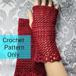 Crochet Pattern Fingerless Gloves, Lace Glove Pattern, Vintage Style Crochet Pattern, Civil War Style, Victorian, Arm Warmer, Punk gloves image 1