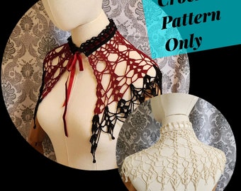 CROCHET PATTERN Gothic Collar, Victorian Gothic Crochet Pattern, Beaded Collar Pattern, Steampunk Vintage Collar Pattern, Wedding Pattern