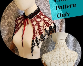 CROCHET PATTERN Gothic Collar, Victorian Gothic Crochet Pattern, Beaded Collar Pattern, Steampunk Vintage Collar Pattern, Wedding Pattern