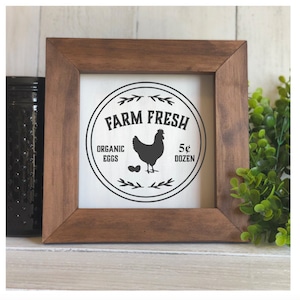 Farm Fresh Organic Farm Eggs, Flat Framed Sign, Farmhouse Decor, Modern Farmhouse, Boho Farmhouse,