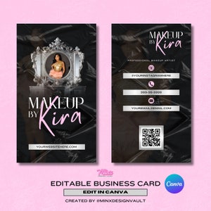 Business Card Template Design, Instagram Business Card, Beauty Tech Hair Nails Lashes Business Card Template, Wigs Business Card, Canva