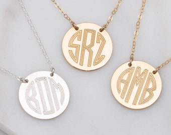 Monogram Necklace, Custom Letters Jewelry, Personalized Circle Necklace, Dainty Interlocking Initial Necklace, Bridesmaid Gift