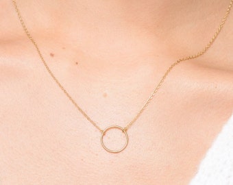 Interlocking Circle Necklace, Single Circle Pendant Necklace