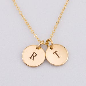 Multiple Letter Necklace, Custom Initial Charm Necklace, Minimal Jewelry for Women, Grandma Necklace, Disc Pendant Necklace