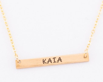 Tiny Skinny Bar Necklace, Gold Bar Name Necklace, Small Bar Necklace, Personalized Nameplate Necklace, Minimal Delicate Necklace