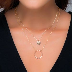 Charm Layering Necklace, Delicate Karma Necklace, Silver or Gold Karma Necklace / Thin Gold Chain Necklace, Layered Necklace Set