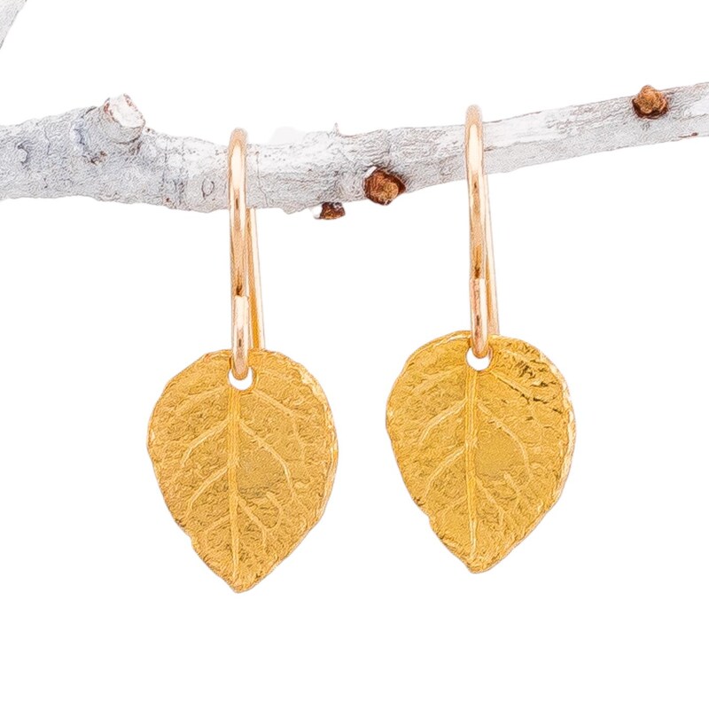 Setia Silver & Rose Gold Handmade Beaded Leaf Earrings
