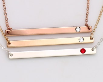 Gold Skinny Horizontal Bar Necklace, Mothers Day Gift, Long Thin Bar Stick Necklace, Mothers Day Necklace, Gift for Mom
