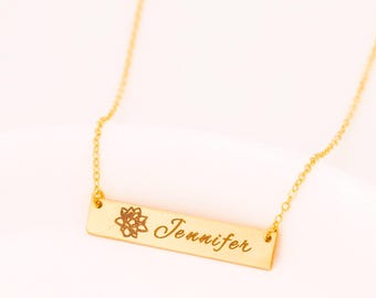 Collier personnalisé avec fleur de naissance, cadeau pour son 21e anniversaire, collier pour maman, cadeau pour une sœur, bijou gravé, idée cadeau de Noël