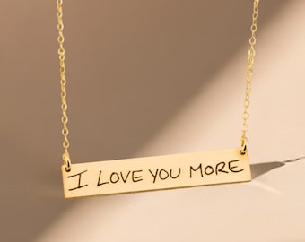 Custom Handwriting Necklace, Engraved Actual Signature Necklace, Personalized Handwriting Jewelry, Grief Memorial Pendant Necklace