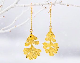Real Leaf Earrings, Gift for Mom, Real Aspen Leaf Jewelry Gold, Silver, Rose Gold, Dangle Boho Earring, Bridesmaid Gift Autumn Jewelry