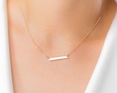 Tiny Skinny Bar Necklace, Gold Bar Name Necklace, Small Bar Necklace, Personalized Nameplate Necklace, Minimal Delicate Necklace