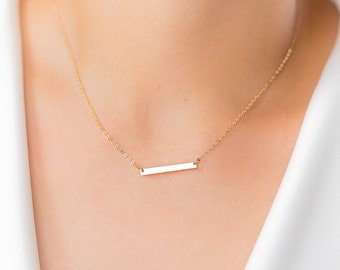 Tiny Skinny Bar Necklace, Gold Bar Name Necklace, Small Bar Necklace, Personalized Nameplate Necklace, Minimal Delicate Necklace