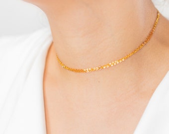 Chain Choker, Gold Chain Necklace, Delicate Rose Gold Chain Choker, Simple Silver Choker, Layering Necklace