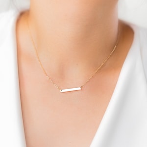 Tiny Skinny Bar Necklace, Gold Bar Name Necklace, Small Bar Necklace, Personalized Nameplate Necklace, Minimal Delicate Necklace