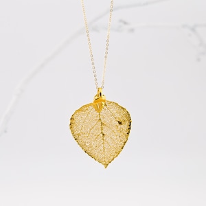 Silver Aspen Leaf Pendant, Gold REAL Aspen Leaf Necklace, Nature Jewelry Fall Wedding, Simple Bridesmaid Gift, Christmas Gift
