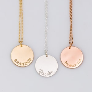 Grandma Necklace, Mom Necklace with Kids Name, Circle Name Plate Necklace, Custom Name Jewelry, Gift for Woman